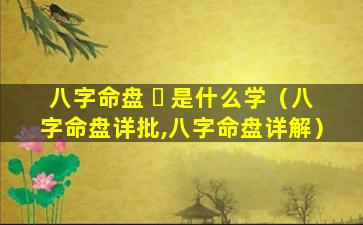 八字命盘 ☘ 是什么学（八字命盘详批,八字命盘详解）